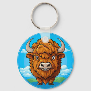 Llavero Bison de dibujos animados lindo