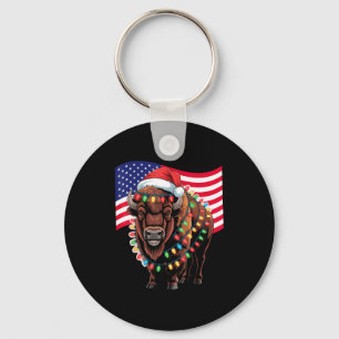 Llavero Bisonte Patriótico Búfalo Navidad Bandera De EE. U