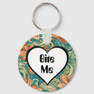 Llavero Bite Me Funny Heart Swirly Retro Design