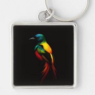 Llavero Black 4 Luxe con Pájaro Arcoíris Tropical