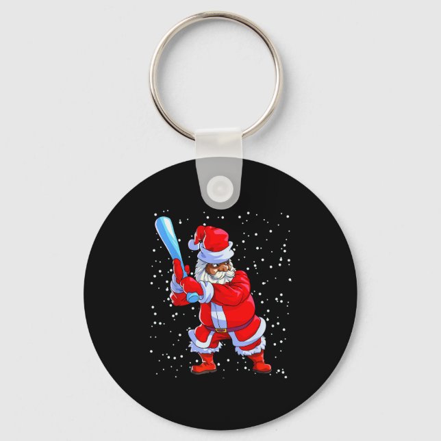 Llavero Black African American Santa Claus Baseball Afro C (Anverso)