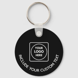 Llavero Black Aluminum Custom Business Logo Round Keychain