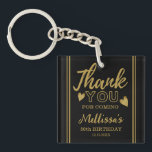 Llavero Black And Gold 50th Birthday Gracias Por Favor<br><div class="desc">Celebra un hito de estilo con estas elegantes cadenas de teclados en negro y oro, perfectas como favoritos de la fiesta de cumpleaños número 50. Diseñadas con un tema de moda en negro y oro, estas cadenas de teclados hacen que los clientes aprecien las conservaciones memorables. Ya sea que estés...</div>