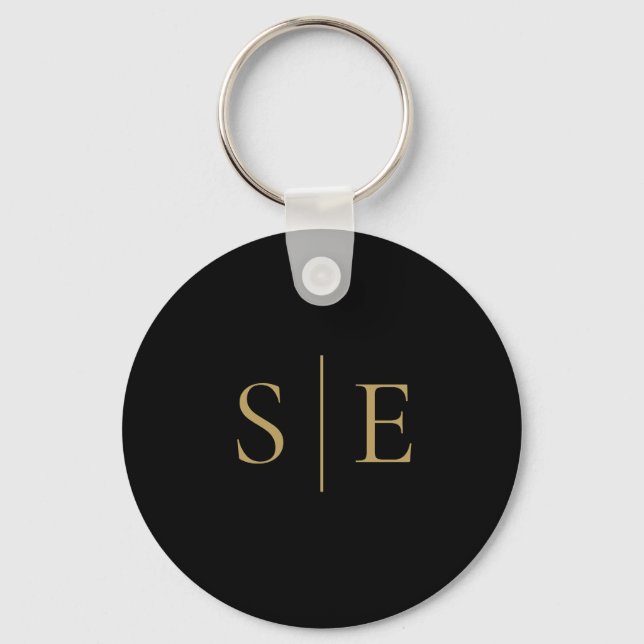 Llavero Black And Gold Elegant Monogram Minimalist (Anverso)