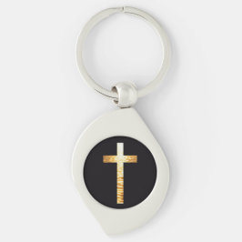Llavero Black and gold simplistic Cross Metal Keychain