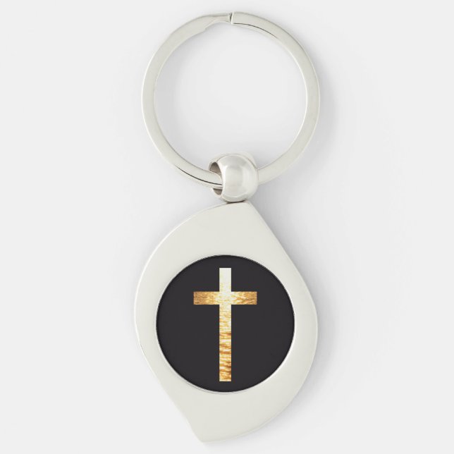 Llavero Black and gold simplistic Cross Metal Keychain (Anverso)