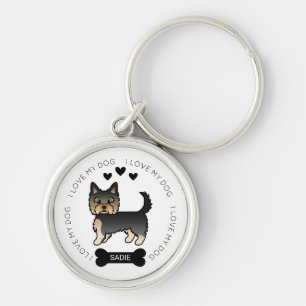 Llavero Black And Tan Yorkshire Terrier Dog Love & Name