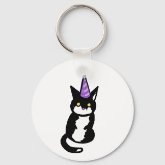 Llavero Black and White Cat Celebration Keyring