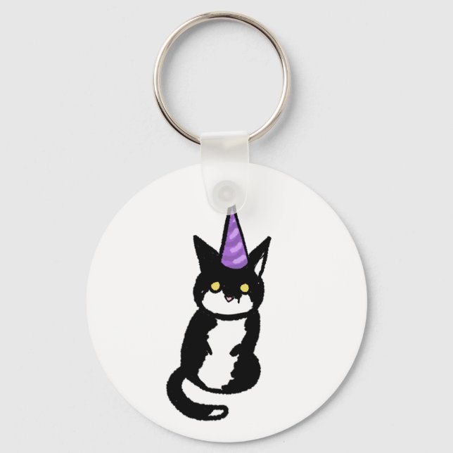Llavero Black and White Cat Celebration  Keyring (Anverso)