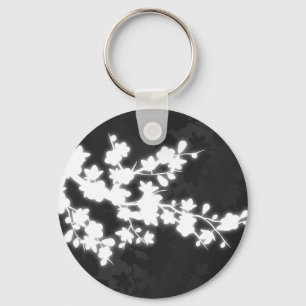 Llavero Black And White Cherry Blossom