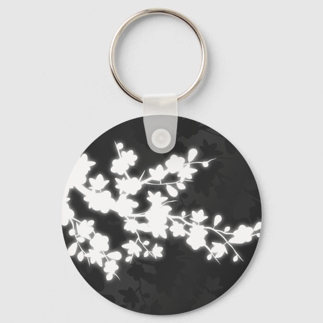 Llavero Black And White Cherry Blossom (Anverso)