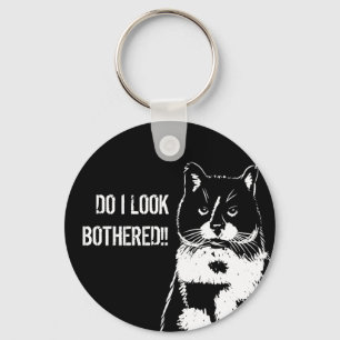 Llavero Black and white illustration of Funny Cat