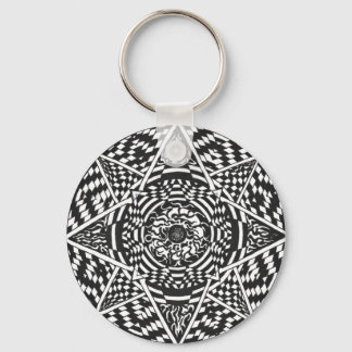 Llavero Black and white mandala design