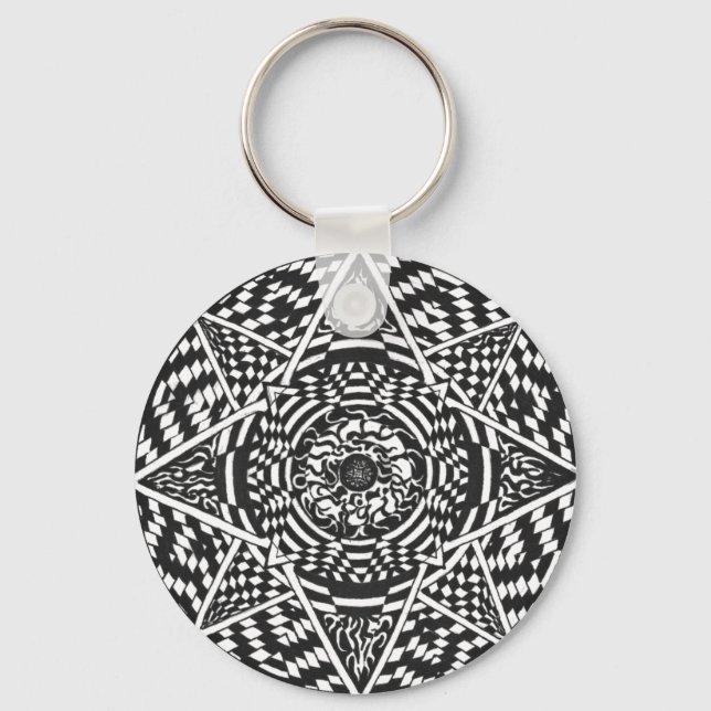 Llavero Black and white mandala design (Anverso)