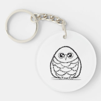 Llavero Black and White Owl Illustration