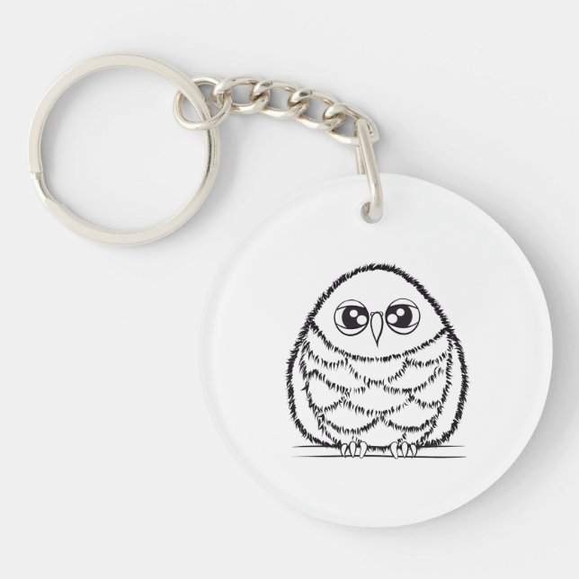 Llavero Black and White Owl Illustration (Frente)