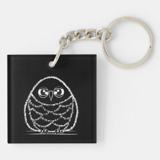 Llavero Black and White Owl Illustration