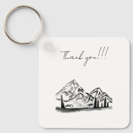 Llavero black and white sketch of Mountains