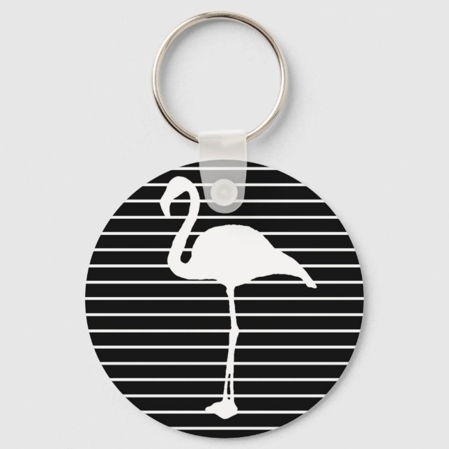 Llavero Black and White Striped Flamingo (Anverso)