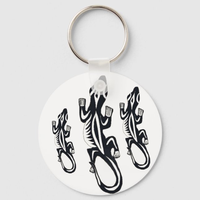 Llavero Black and white tribal style lizard  (Anverso)