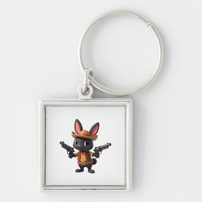 Llavero Black Baby Cowboy Bunny Keychain  (Frente)