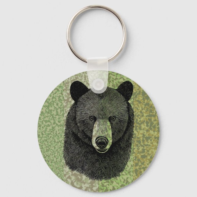 Llavero Black Bear Face original Dibujo de arte animal (Anverso)