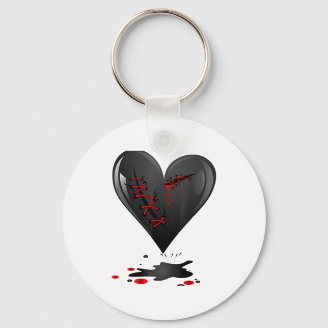 Llavero Black Bleeding Cut Open Broken Heart Goth Valentin (Anverso)