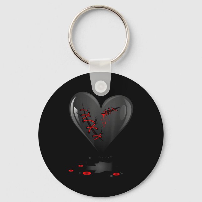 Llavero Black Bleeding Cut Open Broken Heart Goth Valentin (Anverso)