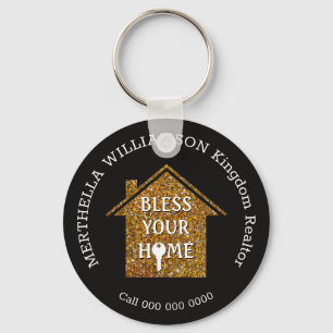 Llavero Black BLESS TU HOME Real Estate Realtor Keychain