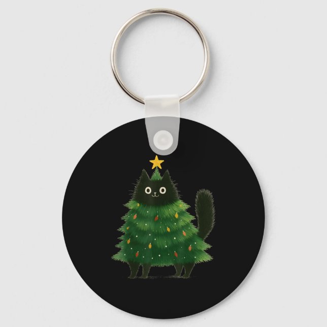 Llavero Black Cat Christmas Tree Cute Holiday Pet Lover De (Anverso)