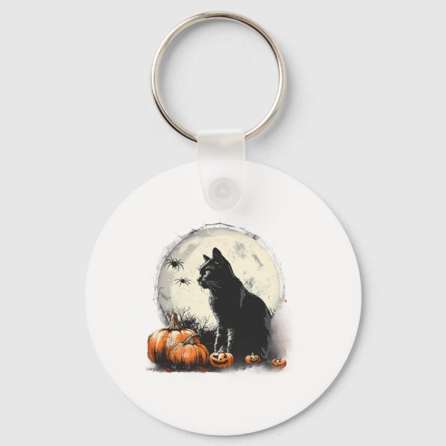 Llavero Black Cat Halloween Spookan Moon Artwork Pumpkin S (Anverso)
