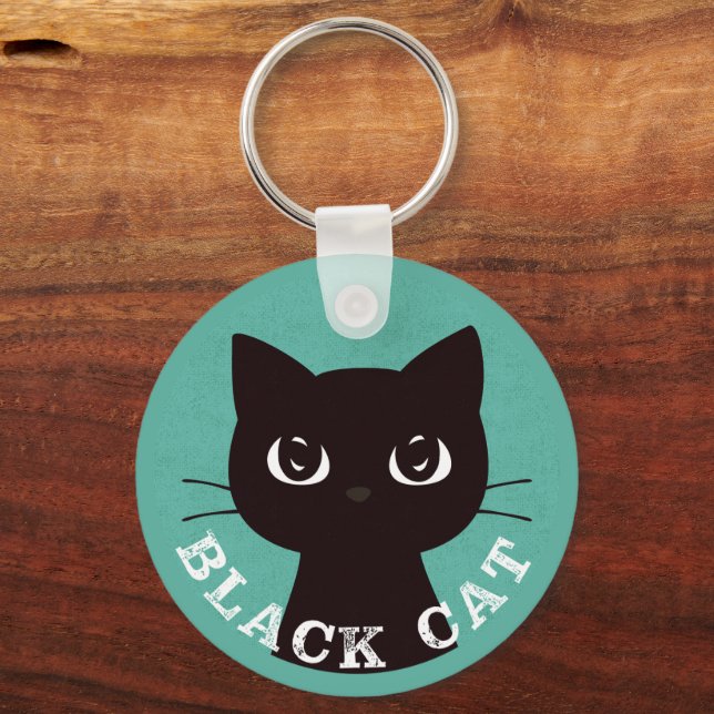 Llavero BLACK CAT | Minimalist Modern Pop Black Cat (Anverso)