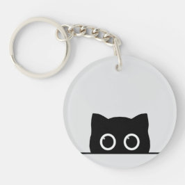 Llavero Black Cat Peeking Keychain
