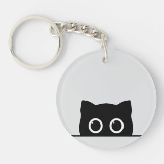 Llavero Black Cat Peeking Keychain