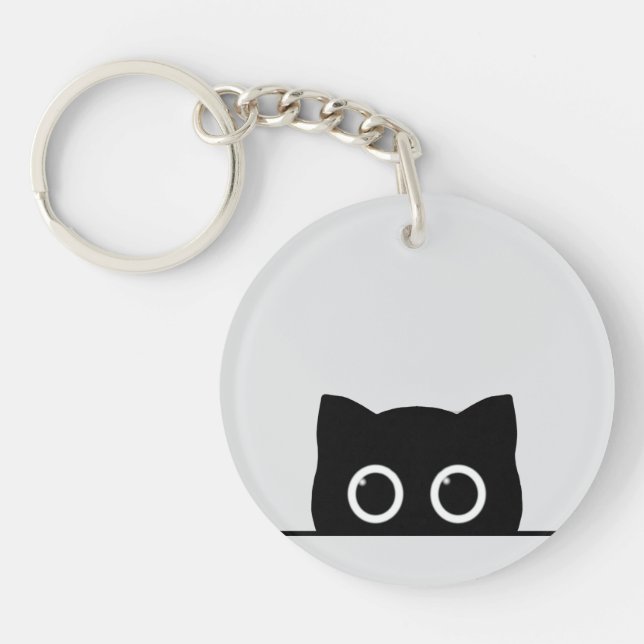 Llavero Black Cat Peeking Keychain (Frente)