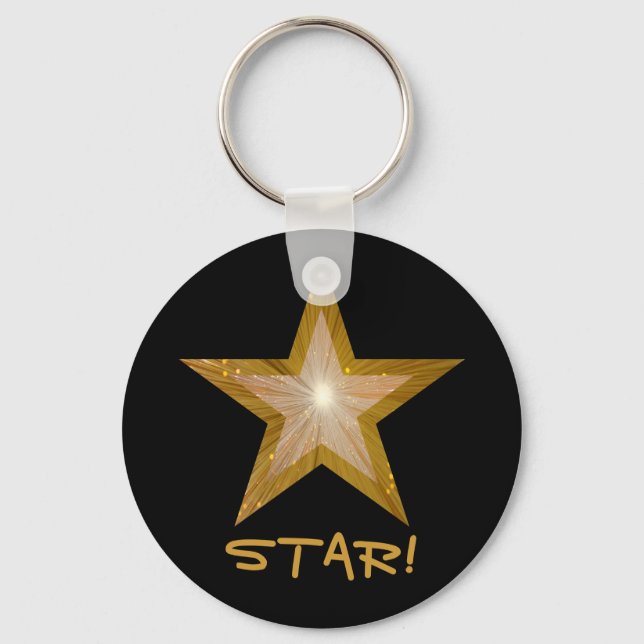 Llavero Black de la cadena de claves Gold Star 'STAR!' (Anverso)