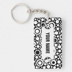 Llavero Black Dots & Circles Grid + tu trasero. y texto