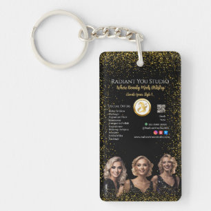 Llavero Black Glitter Beauty Salon Business Promotion