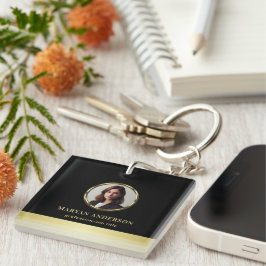 Llavero Black & gold design, Logo or Photo in gold circle,