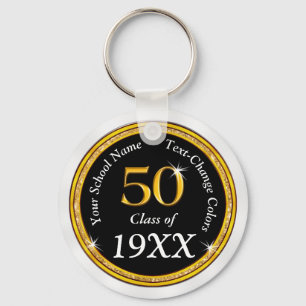 Llavero Black, Gold y White 50th Class Reunion Favors