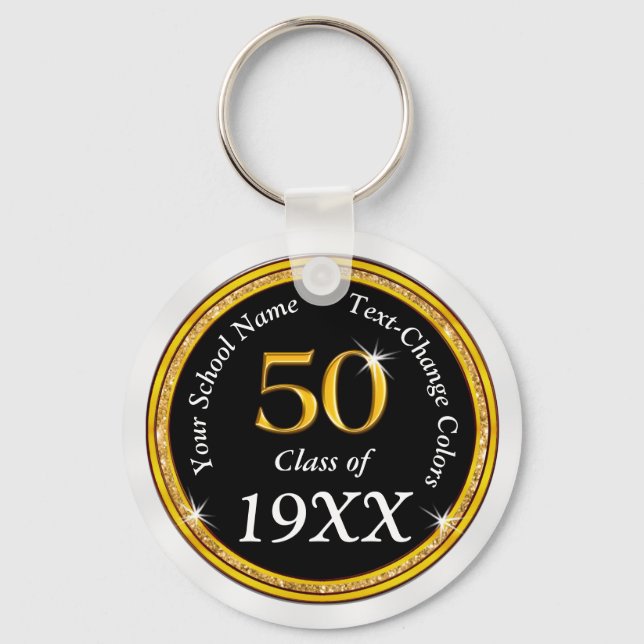 Llavero Black, Gold y White 50th Class Reunion Favors (Anverso)