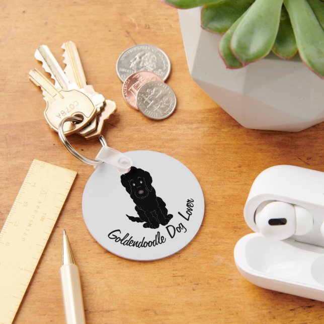 Llavero Black Goldendoodle Design Any Colour Background (Escritorio )
