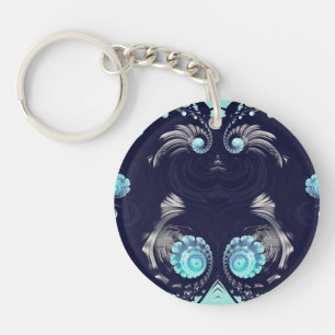 Llavero Black Gray Blue Abstrtal Fractal ~ Keychain
