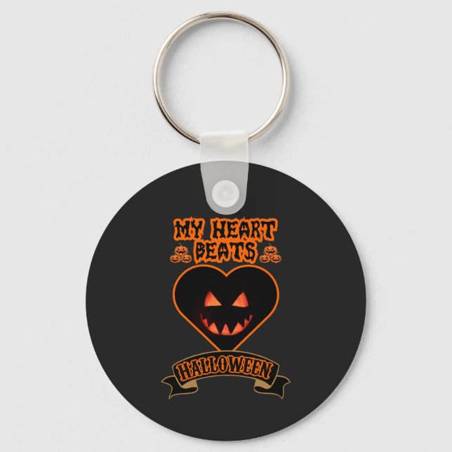 Llavero Black Heart Halloween Mal Calabaza Face Spooky Vib (Anverso)