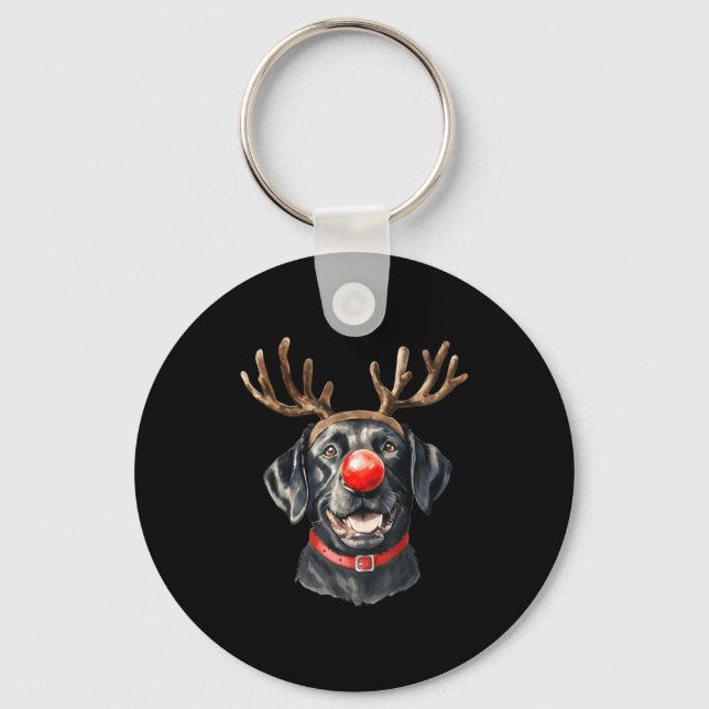 Llavero Black Lab Labrador Christmas Dog Reindeer Xmas Paj (Anverso)