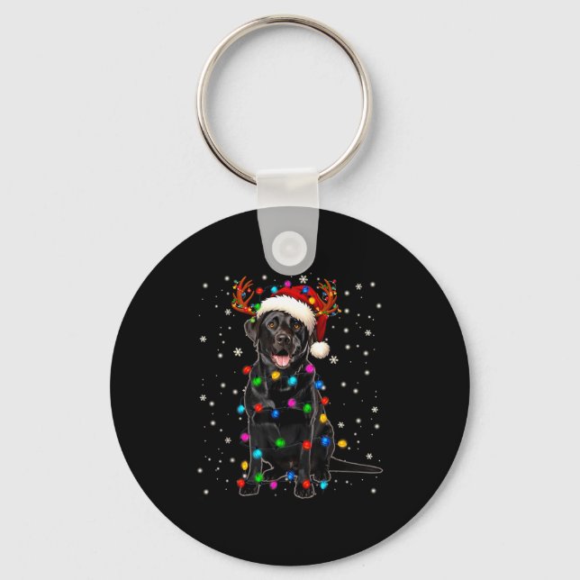 Llavero Black Lab Labrador Christmas Tree Light Pajama Dog (Anverso)