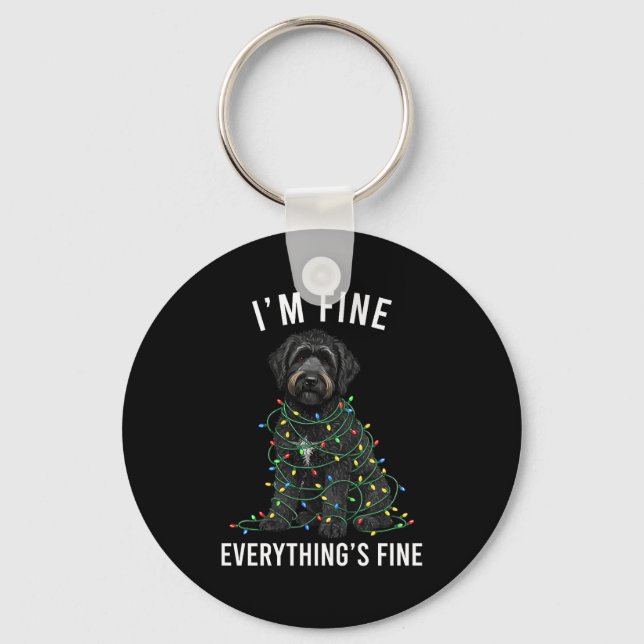 Llavero Black Labradoodle Christmas I'm Fine Everything Is (Anverso)