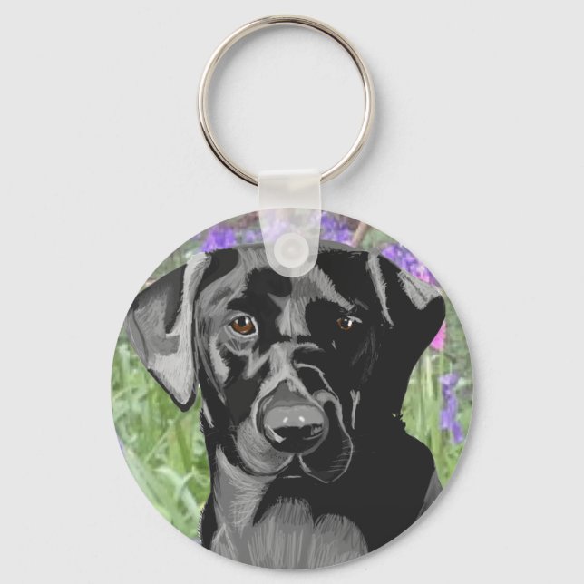 Llavero Black Labrador in a Bluebell Wood (Anverso)