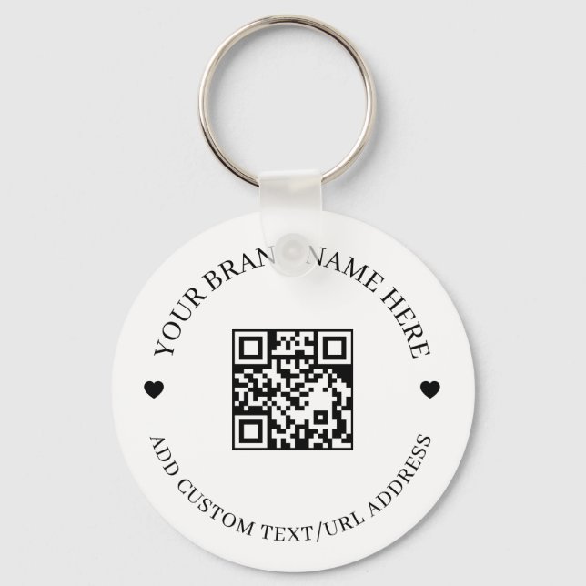 Llavero Black Modern QR Code Business Budget Round  (Anverso)