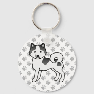 Llavero Black Piebald Alaskan Malamute Cartog Dog & Paws